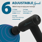 HealthWellnx Deep Tissue Massage Gun – Powerful 24W Percussion Body Massager with 6 Speed Levels, 4 Massage Heads & Cordless Rechargeable Design for Muscle Relaxation & Recovery